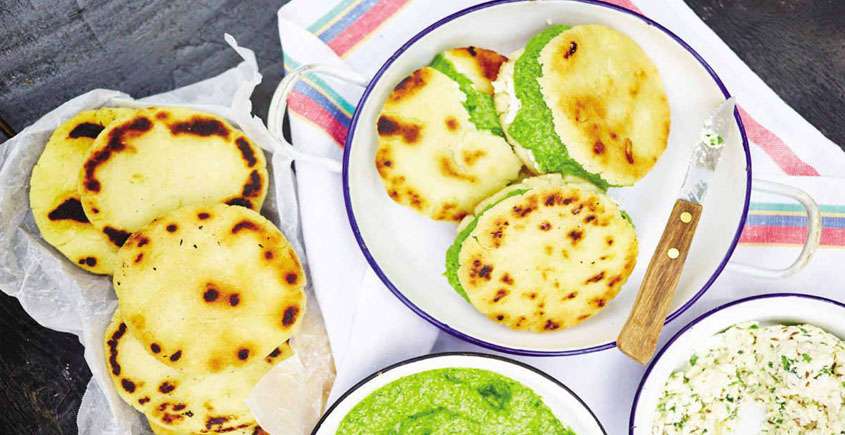 AREPAS WITH QUESO BLANCO AND GUASACACA