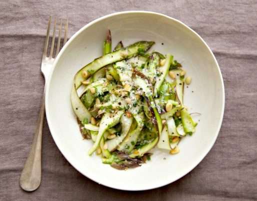 Asparagus with Toasted Pine Nuts and Lemon Vinai